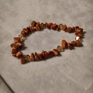 handmade goldstone and swarovski bracelet